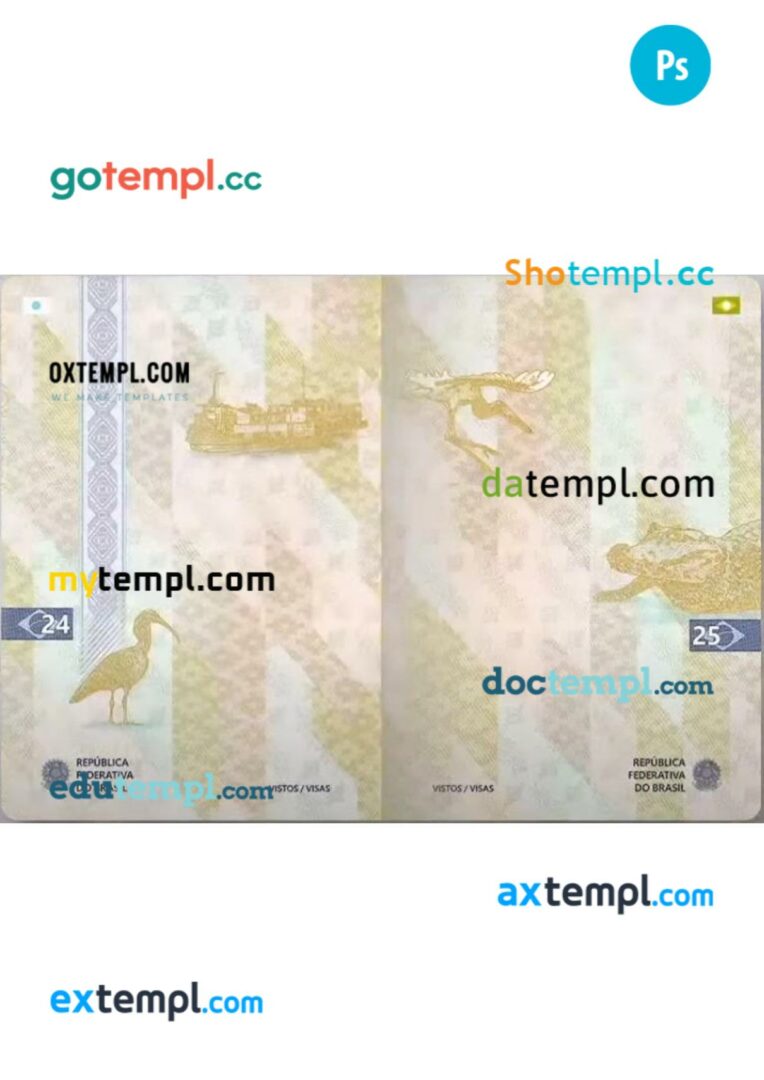 Brasil passport visa pages PSD templates