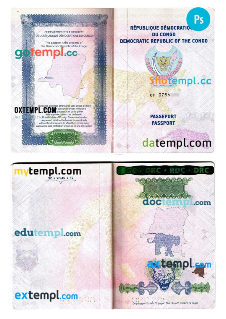 Congo passport other pages PSD templates