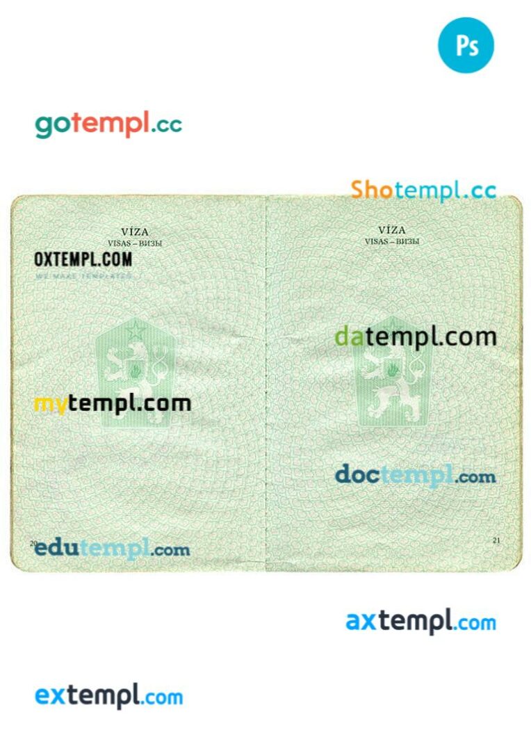 Czech passport other pages PSD templates