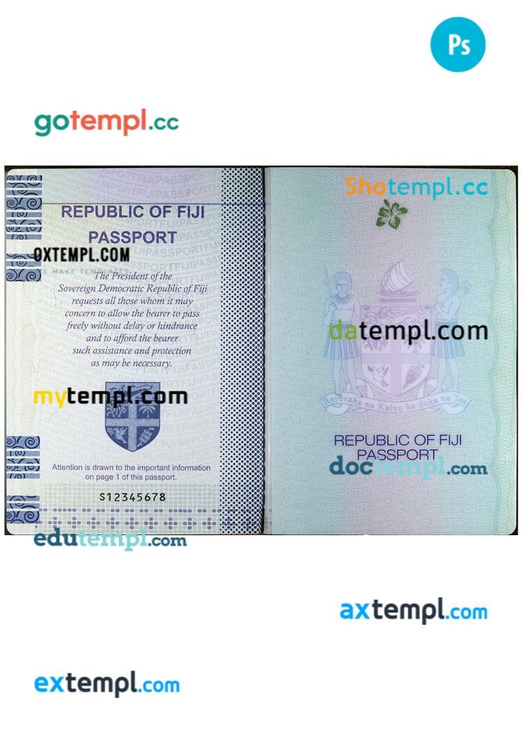 Fiji passport other pages PSD templates