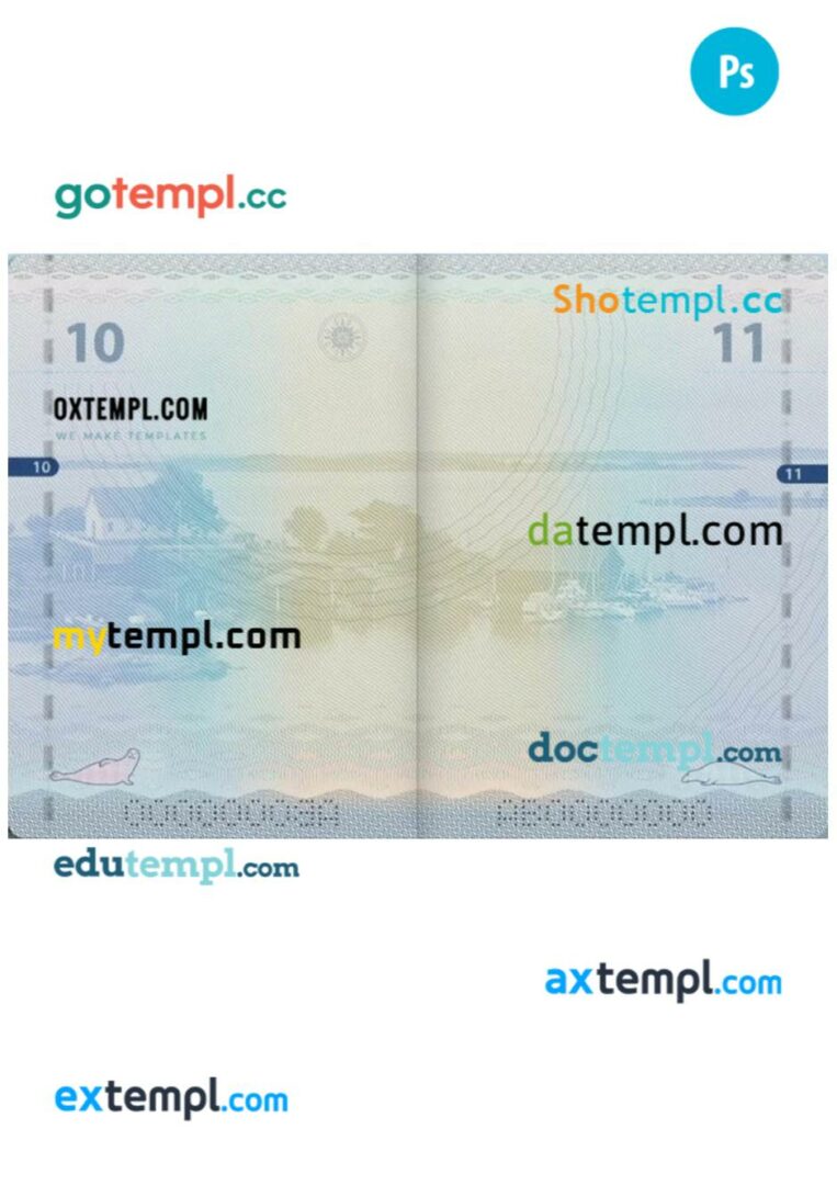 Finland passport visa pages PSD templates