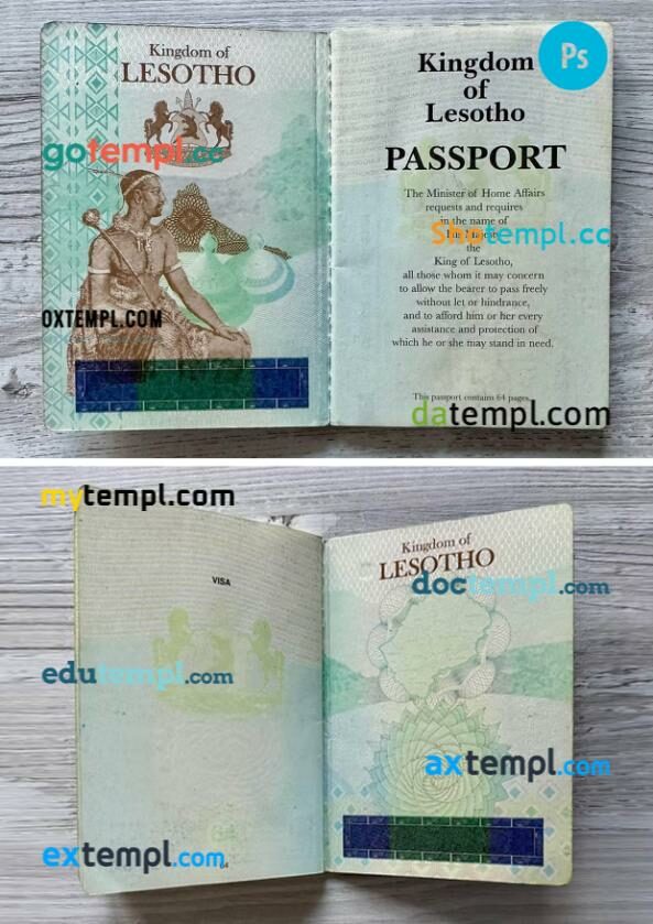 Lesotho passport other pages photolook version PSD templates