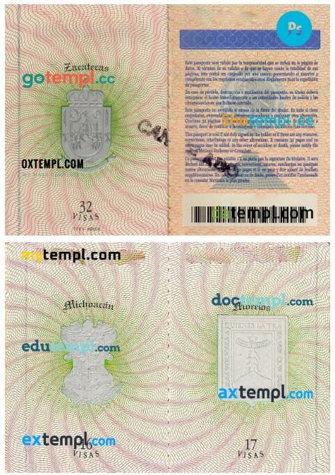 Mexico passport other pages PSD templates