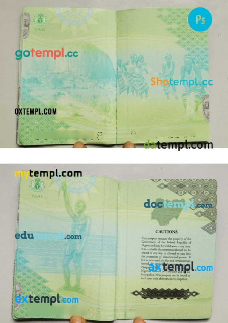 Nigeria passport other pages photolook version PSD templates