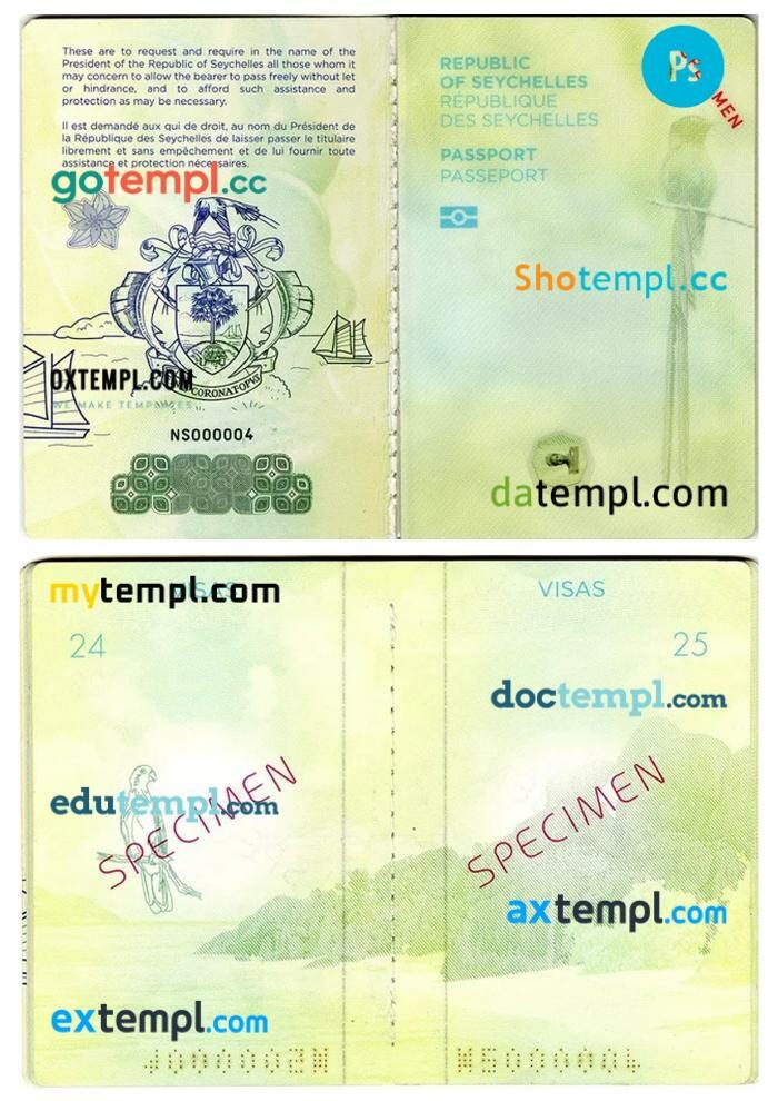 Seychelles passport other pages PSD templates