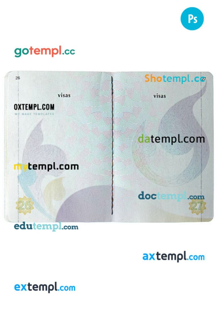 Thailand passport other pages PSD templates