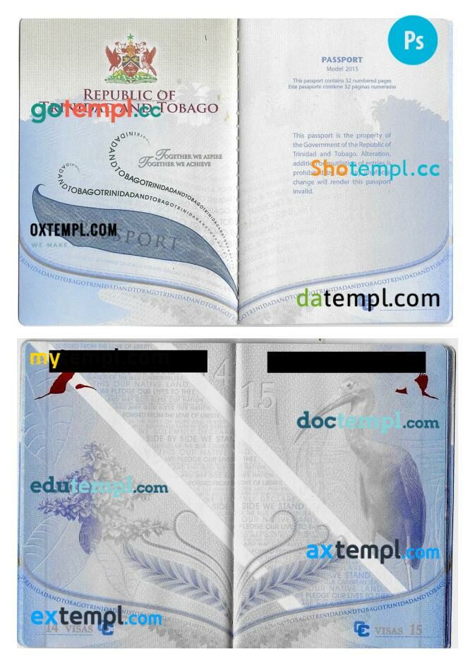 Trinidad and Tobago passport other pages PSD templates