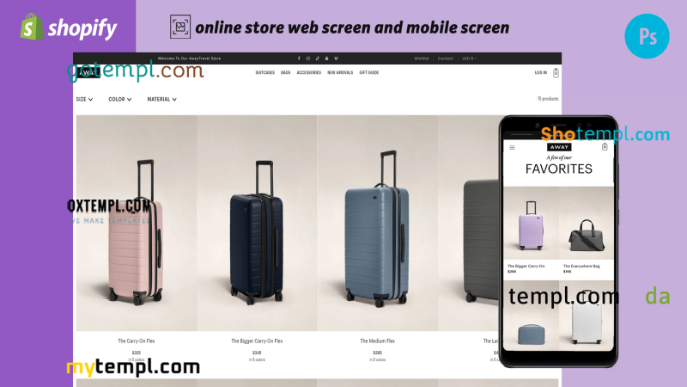 traveler’s suitcase completely ready online store Shopify hosted and products uploaded 30