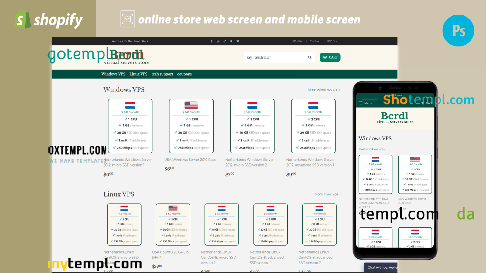 windows VPS completely ready online store Shopify hosted and products uploaded 30