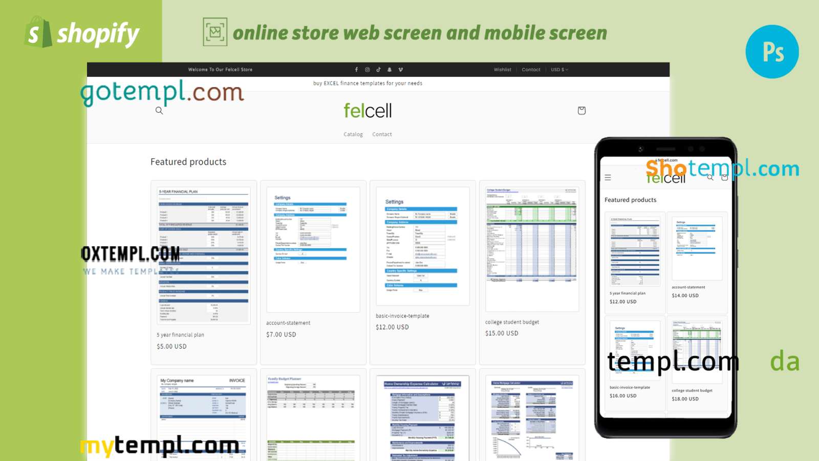 financial templates fully ready online store Shopify hosted and products uploaded 30