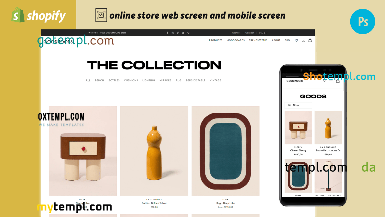 decorative goods completely ready online store Shopify hosted and products uploaded 30