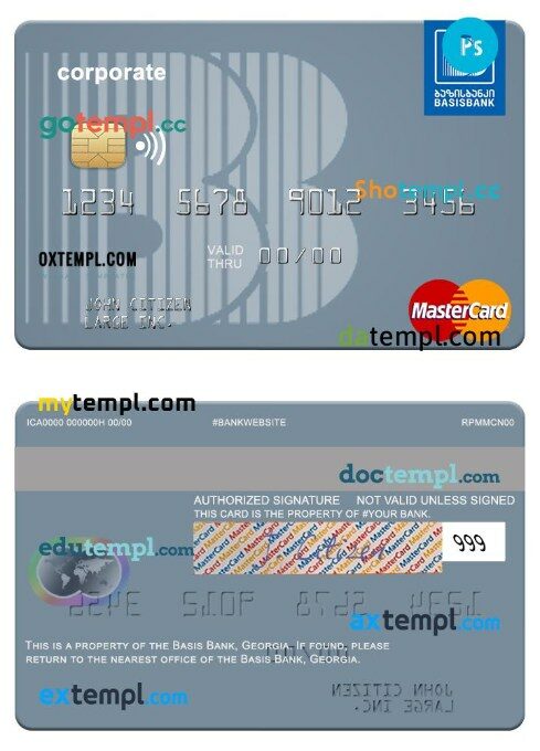 Georgia Basis Bank corporate mastercard template in PSD format
