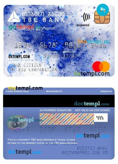 Georgia TBC bank business mastercard template in PSD format