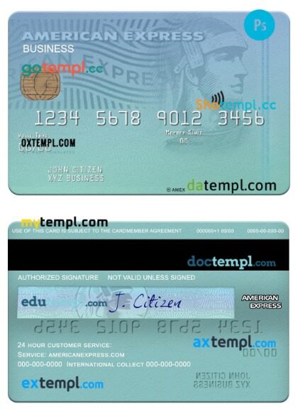 USA New York CFSB bank amex business card template in PSD format
