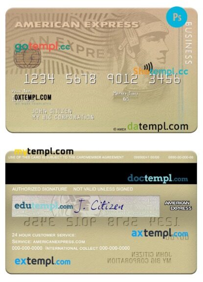 USA Ohio SUTTON bank Amex Membership business credit card template in PSD format