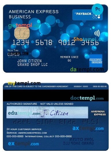 USA Regions bank amex payback business card template in PSD format