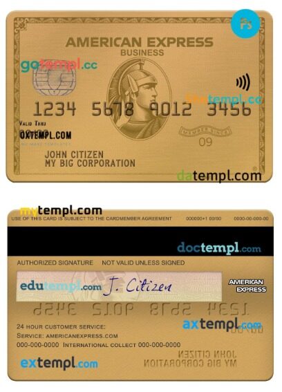 USA Texas 5Point Credit Union bank amex gold business card template in PSD format