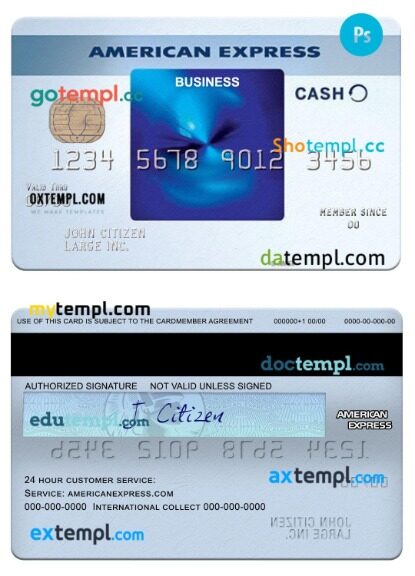 USA Truist Bank Blue Cash Everyday® business card from Amex template in PSD format