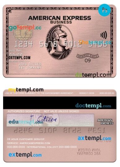 USA University of Southern Indiana bank Amex rose gold metal business card template in PSD format
