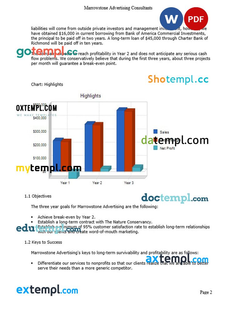 advertising consulting business plan example in Word and PDF formats