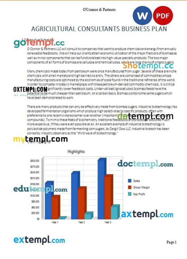 agricultural consultants business plan example in Word and PDF formats