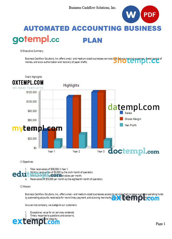 automated accounting business plan example in Word and PDF formats