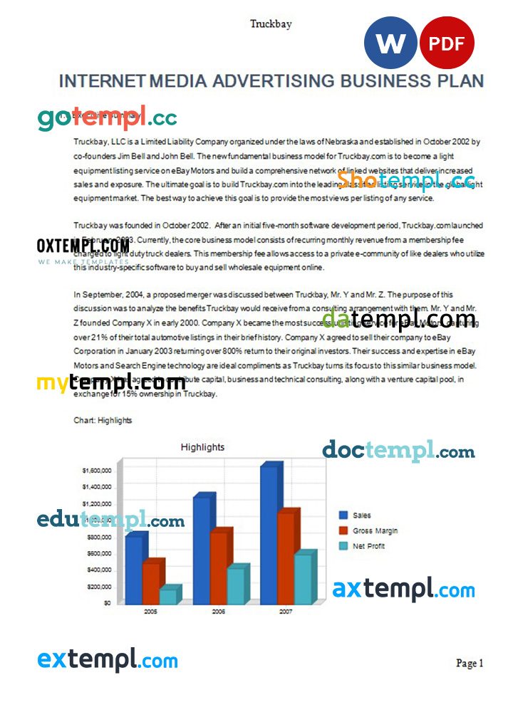 internet media advertising business plan example in Word and PDF formats