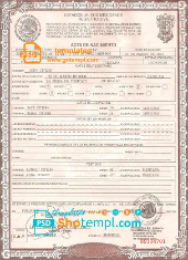 Mexican birth certificate example in PSD format, fully editable