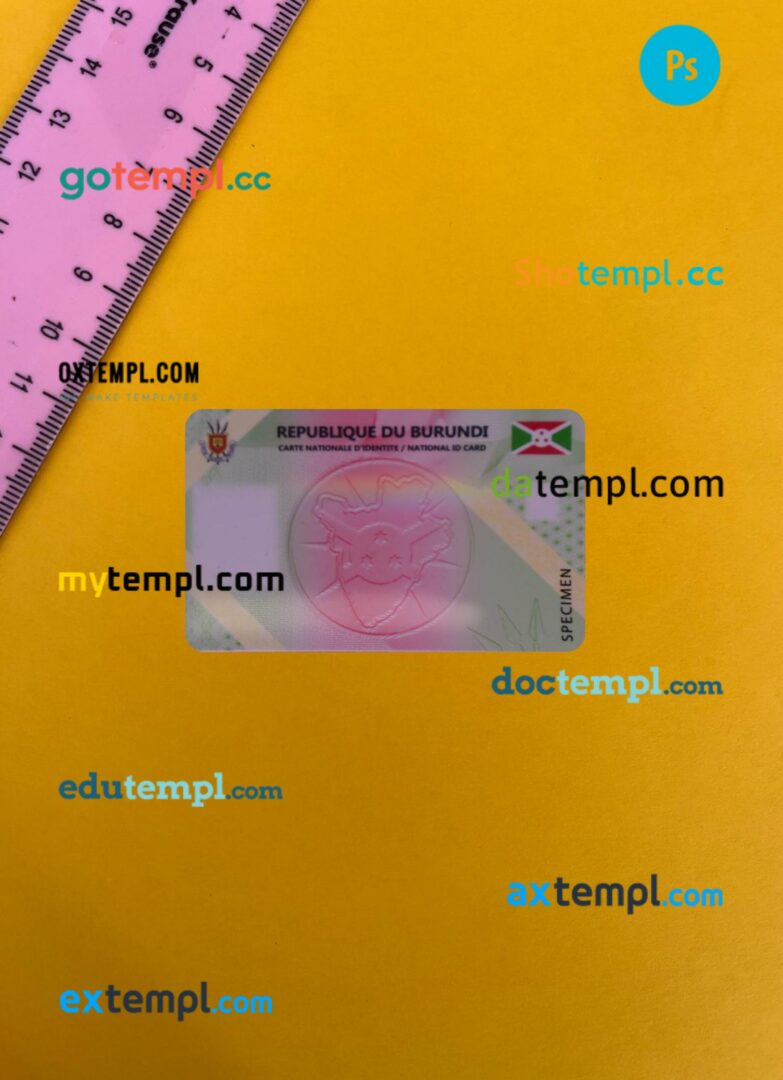 Burundi ID card editable PSD files, scan look and photo-realistic look, 2 in 1 - Image 2