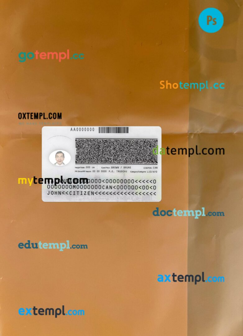 Canada Alberta ID editable PSD files, scan look and photo-realistic look, 2 in 1 - Image 2