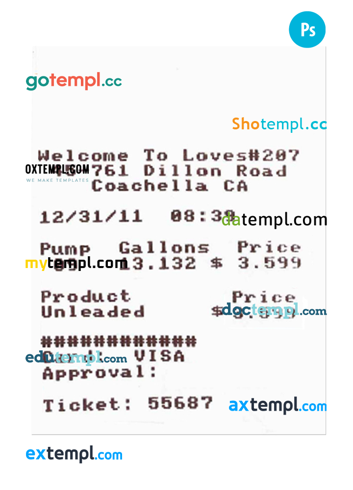 LOVES#207 payment receipt PSD example