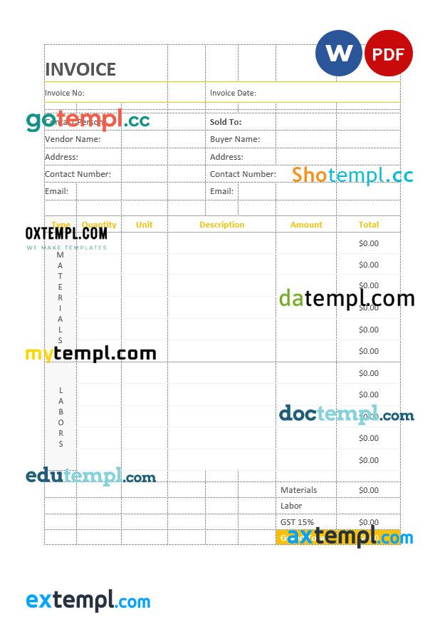 Painting Invoice example in word and pdf format