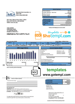 USA MEA Alaska electricity utility bill download example in Word and PDF format