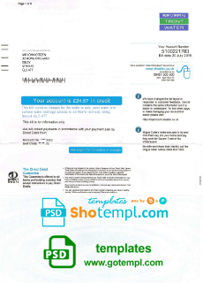 United Kingdom Severn Trent Water utility bill download example, fully editable in PSD format